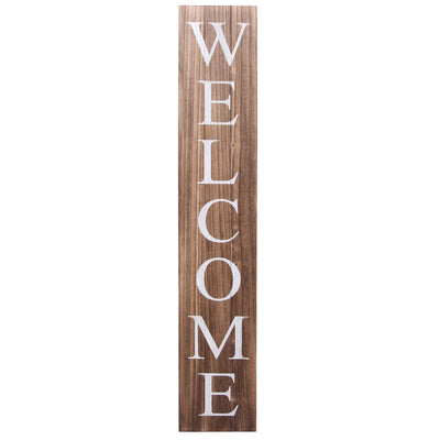 ALBEN Welcome Sign for Front Door Porch – 5 Feet Tall, Vertical Wooden Outdoor and Indoor Welcome Home Decor Sign Wall Decorations (Brown)