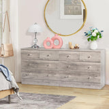 Karl home Grey 4 Drawer Dresser for Bedroom, Modern Wood Dresser Chest of Drawers, Rustic Bedroom Dressers Nightstand, Anti-Tipping Device, Rose Gold Metal Handle, Living Room, Hallway, Office Karl home
