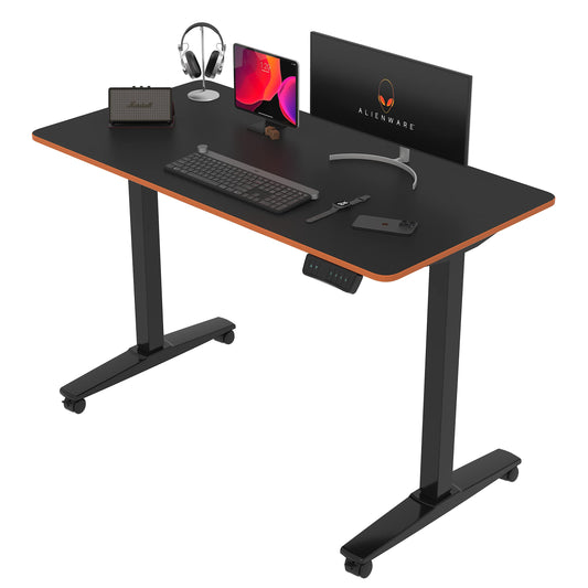 Monomi Height Adjustable Electric Standing Desk, 48 x 24 Inches Sit Stand up Desk, Memory Computer Home Office Desk (Black Frame+ Black Top) - WoodArtSupply