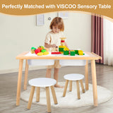 Wooden Step Stool for Kids, Children's Stool Matched Sensory Table, Children Sitting Stool with Assembled Four-Legged, Multi-Purpose Kids Chairs for Bathroom Kitchen Bedroom, Natural Anti-Slip, 2 Pack VISCOO