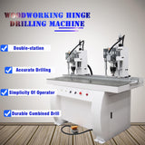 HQHAOTWU Pneumatic Hinge Boring Drill Press Machine Double Station Hinge Boring Drill Press Machine Woodworking Hinge Drilling Insertion Machine Adjustable Punching Depth HQHAOTWU