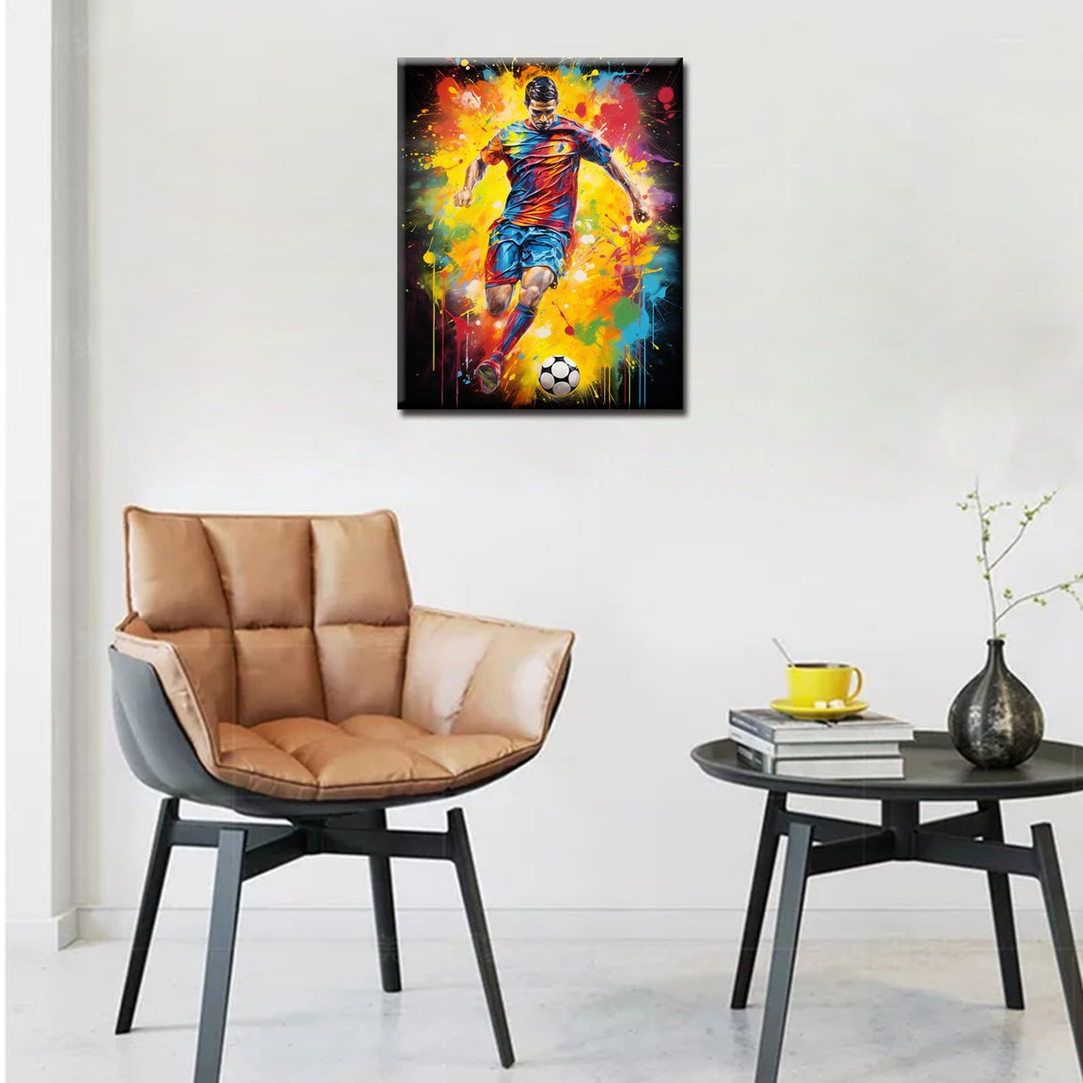 Football Sportman Paint by Numbers Kits 16x20 inch Canvas Graffiti Extreme Sports DIY Oil Painting for Kids, Adults Beginner Men is Playing Football Paintwork with Brushes Gift Home Decor (Frameless) TUMOVO