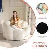 MAXYOYO Bean Bag Chair for Adults, Floral Shaped Bean Bag Sofa, Ultra Soft Faux Fur Floor Sofa, Large Reading Chair for Living Room Bedroom, Beige, Single MAXYOYO