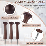 20 Pieces Wooden Shaker Peg Screw-on Pegs 2.9 Inch Long Unfinished Wood Shaker Racks for Hanging Clothes Hats Towel and More DIY Paint Color (Dark Brown) Jetec