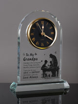 WINTAIM Grandpa Glass Clock Gift from Granddaughter or Grandson - Unique Grandfather Clock Gift Ideas for Great Grandpa Birthday, Christmas, Thanksgiving WinTaim