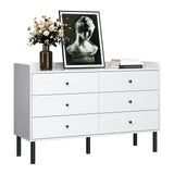 LYNSOM White Dresser for Bedroom, 6 Drawer Dresser with Wide Drawer and Metal Handles, Modern Dressers & Chests of Drawers for Hallway Entryway LYNSOM