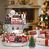 Quimoy 19 Pcs Christmas Tiered Tray Decor, Winter Tiered Tray Decorations Set Snowflake Candy Canes Xmas Tree Wooden Sign, Christmas Table Decor for Home Kitchen, Rustic Farmhouse Party Favors Quimoy