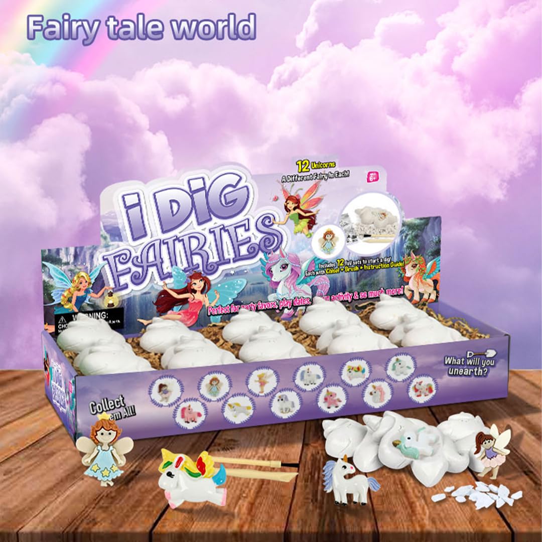 Liberty Imports 12-Pack Fairy and Unicorn Excavation Kit for Kids - Enchanted Magical Digging Adventure - Ideal Party Favors, Educational STEM Toys for Girls and Boys Liberty Imports