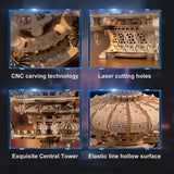 RUIFAM 3D Wooden Puzzles for Adults, SkyCity Music Box Model Kit, 600+ Pcs Cityscape Design, Challenging Mechanical DIY Craft, STEM Toy and Unique Gift for All Occasions RUIFAM