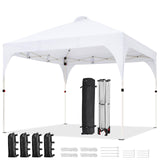 Yaheetech 10x10 Pop Up Canopy Tent with Vent, Easy Set Up Tent, Instant Sun Shelter Canopy with Wheeled Bag, 4 Sandbags, 12 Stakes & 4 Ropes, for Parties, Beach, Outdoor, White Yaheetech