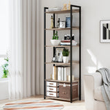 NUMENN Bookshelf, 6 Tier Bookshelves, Home Office Bookcase Shelf Storage Organizer, Free Standing Storage Shelving Unit for Bedroom, Living Room and Home Office, Grey NUMENN