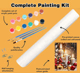 Meothan Christmas Paint by Bumbers for Adults Xmas Candles DIY Paint by Numbers Acrylic Paint Canvas Winter Painting Art Kits for Home Decor and Gifts 16x20 Inch (Without Frame) Meothan