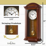 Pendulum Wall Clock Battery Operated - Large, Wooden Hanging Grandfather Wall Clock with Pendulum, 27x11 - Quiet, Made with Real Wood for Living Room Decor, Office & Home Décor Gift Lovely Home Essentials