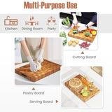 Giantex Teak Wood Cutting Board, 2" Thick End Grain Chopping Block with Hand Grip, 18"x12" Large Reversible Butcher Block, Pre-Conditioned With Natural Waxes & Oils, Carving Board for for Meat Cheese Giantex
