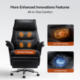 OKUP M78 Dual Motor Electric Executive Office Chair with Heat Massage Ventilation, 180° Lay-Flat Reclining Office Chair with Footrest, Adjustable Headrest, Electric Lumbar Support (Black) OKUP