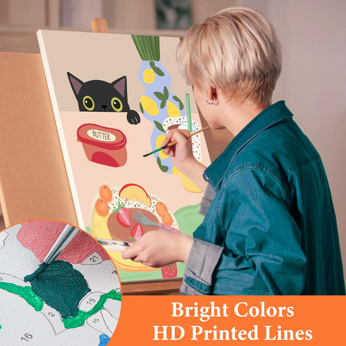 6 Pack Paint by Numbers Kit for Adults Beginner, Cat Adult Paint by Number Kits on Canvas Without Frame, Funny DIY Acrylic Black Cat Oil Painting by Numbers for Home Decor Gift 10” W x 14”L Fountor