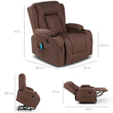 Best Choice Products Modern Linen Electric Power Lift Chair, Recliner Massage Chair, Adjustable Furniture for Back, Legs w/ 3 Positions, USB Port, Heat, Cupholders, Easy-to-Reach Button - Brown Best Choice Products