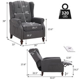 Consofa Wingback Recliner Chair with Massage and Heat, Wingback Recliner Tufted Fabric Push Back Recliner Chair for Living Room, Vintage Wingback Chair with Remote Control, Padded Cushion, Wooden Legs Consofa