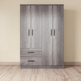 Woodpeckers Furniture And Mattress 4 Doors Wardrobe 2 Drawers with Shelves 72" high (Grey) Woodpeckers Furniture And Mattress