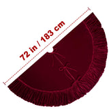 72-Inch Ruffled Velvet Christmas Tree Skirt, Thick Foam-Lined Heavy Duty Fabric with Plush Lace Ties, Wine Red Starry Dynamo