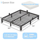10 inch Queen Bed Frame with Round Corner Legs and Headboard Hole Mattress Slide Stopper Low Profile Heavy Duty Metal Platform,Steel Slats Support,No Box Spring Needed,Easy Assembly,Noise Free Yitong Angel