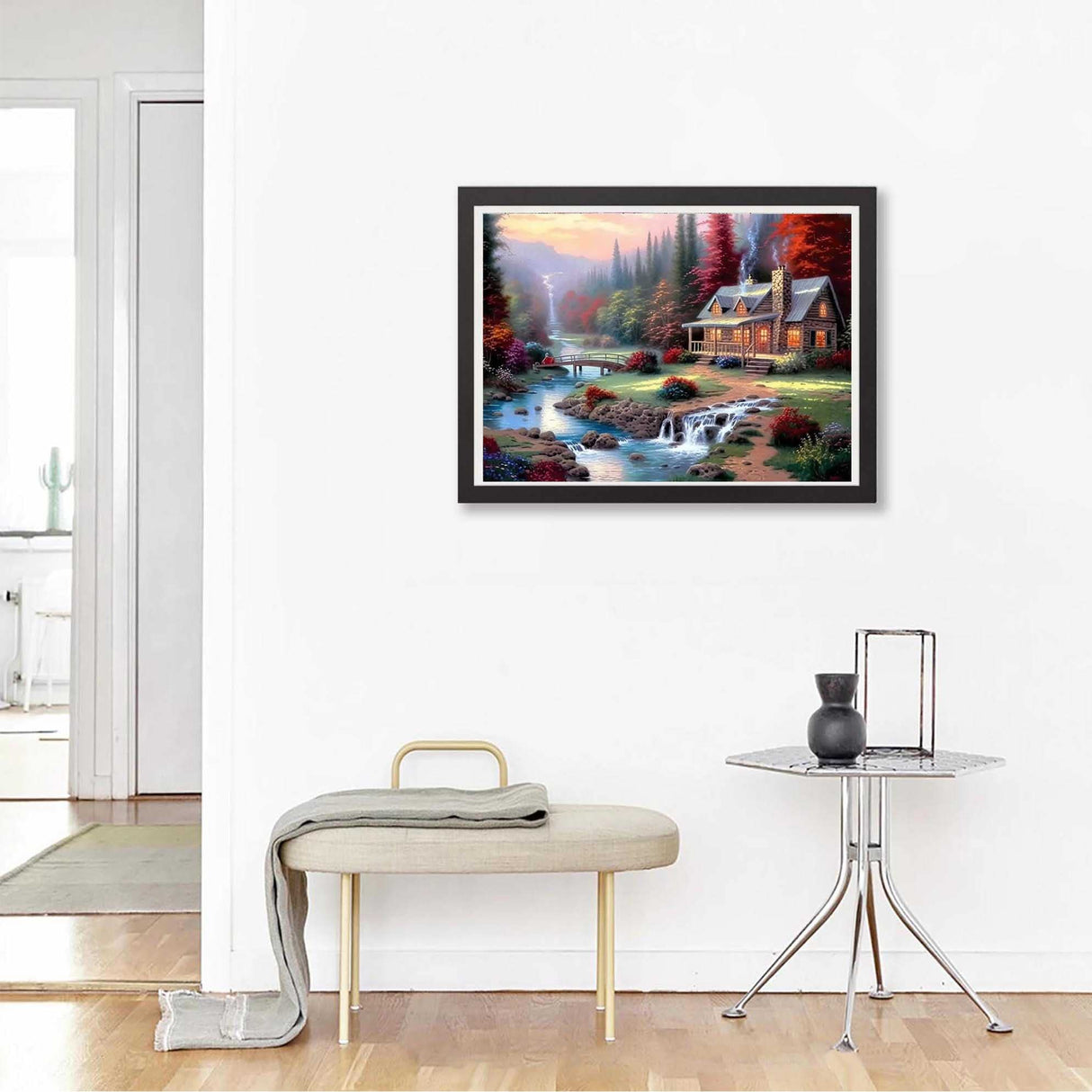 Kaliosy 5D Diamond Art Painting Country Riverside by Number Kits, Paint with Diamonds Art Landscape Forest DIY Full Drill, Crystal Craft Cross Stitch Embroidery Decoration 30x40cm?12x16inch? Kaliosy