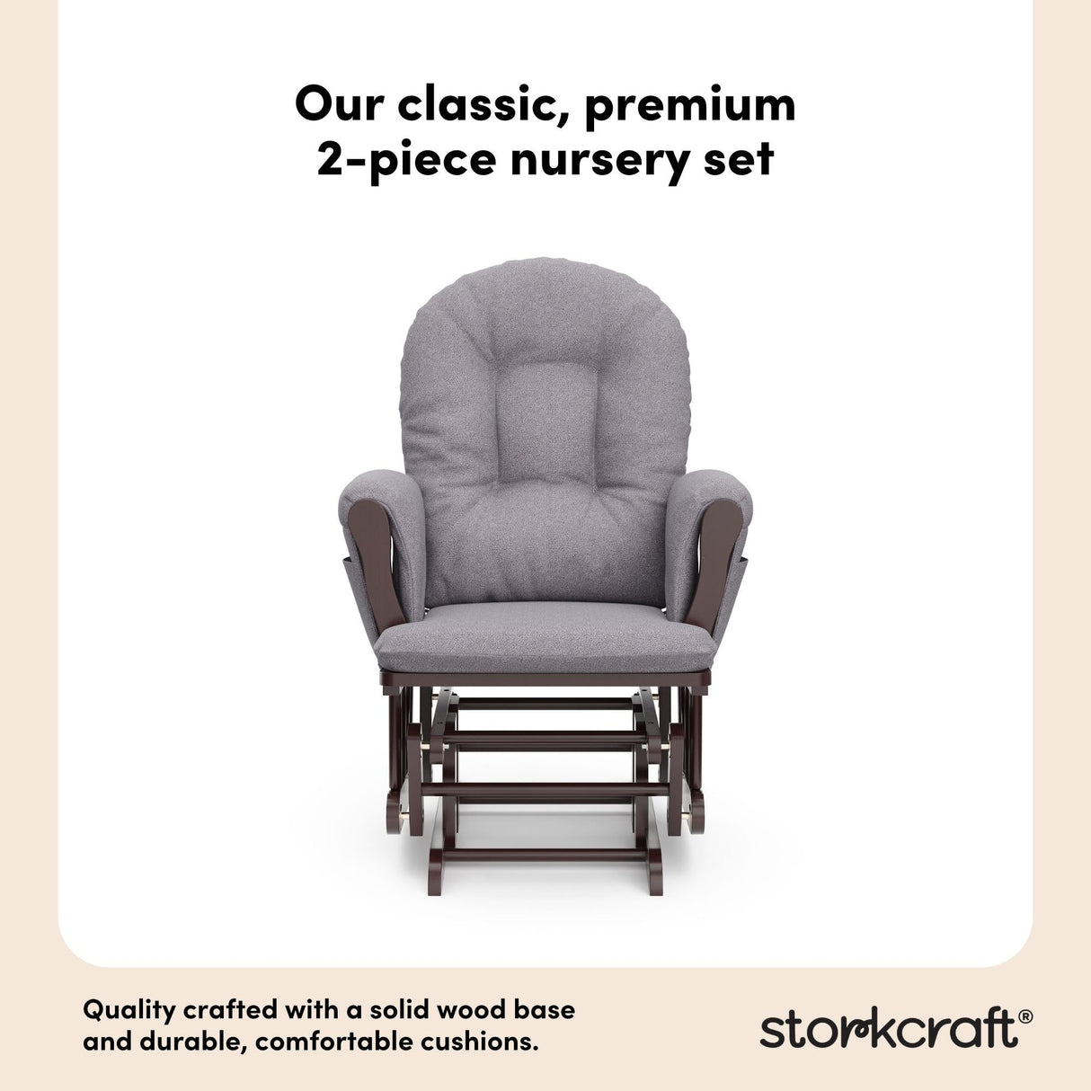Storkcraft Premium Hoop Glider & Ottoman (Espresso/Gray Swirl) — GREENGUARD Gold Certified Nursery Glider, Solid Wood Craftsmanship, Smooth-Gliding Nursery Chair and Ottoman, Award-Winning Storkcraft