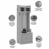 kathy ireland Home by Bush WDL007CG Woodland 69-Inch Coat Rack and Small Shoe Bench with Drawer and 2 Shelves, Cape Cod Gray Bush Business Furniture