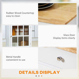 HOMCOM 27" Rolling Kitchen Island Cart with Drawer and Glass Door Cabinet, Kitchen Trolley with Adjustable Shelf and Towel Rack, White HOMCOM