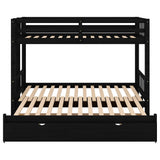 Twin Over Twin Bunk Bed with Trundle, Expandable Bunk Bed Frame, Convertible Bottom Bed, Pull-Out Bunk Bed Twin Over Twin/Double Twin, Wood Kids Bunk Bed with Ladder and Safety Rail, Espresso Harper & Bright Designs