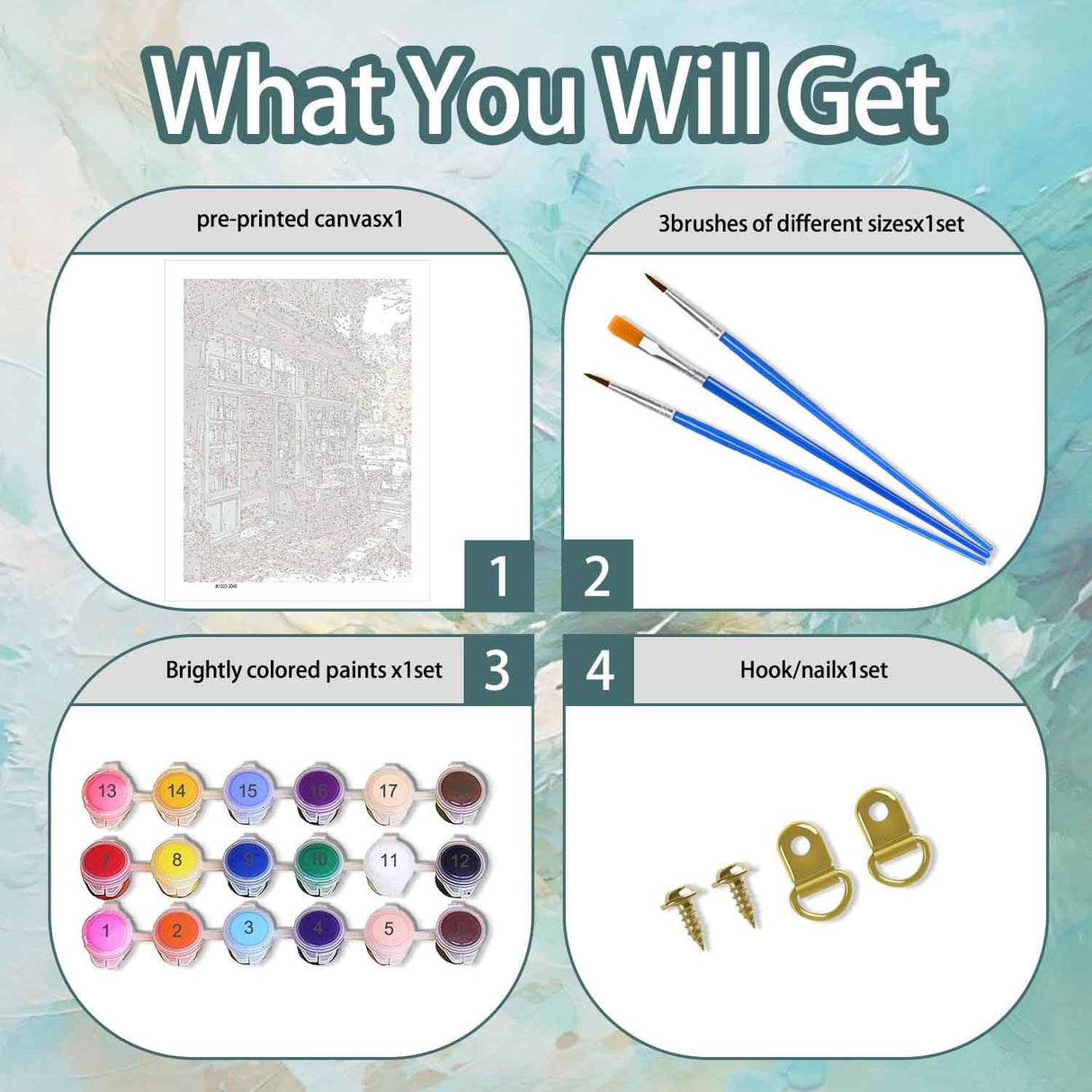 Yunruily Paint by Numbers Adults Bookshop-Paint by Numbers Kits for Adults,Paint by Numbers for Adult Canvas for Gifts Home Wall Decor(16x20inch) Yunruily