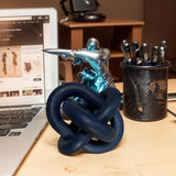 GUDAGUU Wood Knot Decor -Coffee Table Decor Shelf Decor Table Books Hand Carved Home Decoration Boho Country Rustic Modern Shabby Chic Style Decor 3 Link Wooden Knot Chain Link Decor (Navy Blue) GUDAGUU