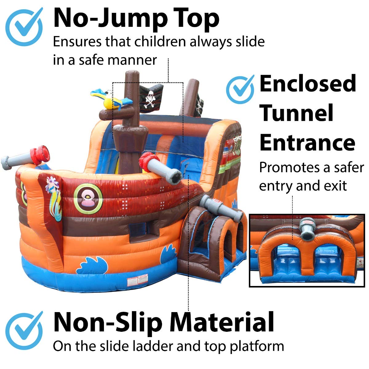 TentandTable Inflatable Bounce House with Slide for Kids 5-12 Large - Commercial Grade Bouncy House for Adults - Jump House, Includes Electric Air Blower - 19' L x 15' W x 14' H - Pirate Ship TentandTable
