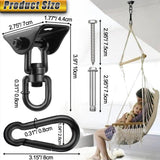 Hammock Hanging Kit, Hanging Chair Hardware 360° Swivel 1200 lb Capacity, Porch Swing Mounting Hardware, Hammock Chair Hanging Kit for Boxing Bag, Tree Gym (Black) Gelury