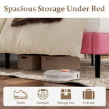 CXVX Full Size Bed Frame with Headboard, Platform Bed Frame with Velvet Upholstered Button Tufted Headboard, Wood Slats Support, No Box Spring Needed, Mattress Foundation, Easy Assembly, Pink CXVX