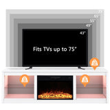 COMEFFIE 66 inch Electric Fireplace TV Stand up to 75'' TV-Entertainment Center with 24'' Fireplace and Led Light-TV Console with Adjustable Glass Shelves, Remote Control (Black with Fireplace) COMEFFIE