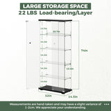 HAMBING Glass Display Cabinet with LED Lights and Lock, 5-Shelf Tempered Glass Curio Cabinet with 2 Doors, Collectible Display Showcase for Living Room, Bedroom – Black HAMBING