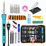 Soldering Iron Kit,90W LED Digital Soldering Gun Kits,Adjustable Temperature Soldering Welding Tool Kit with 5 Solder Iron Tips,Solder Stand,Solder Wire,Desoldering Pump, Tweezers KYZHXVO