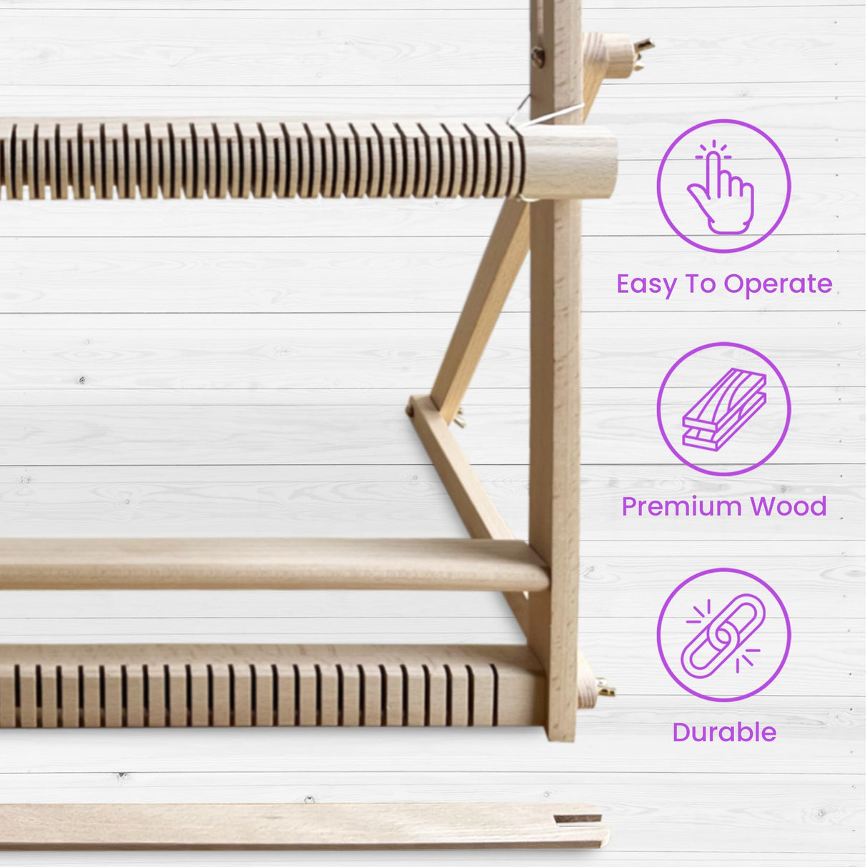 Olikraft Weaving Loom for Kids & Adults with Adjustable Stand - Wooden Loom. Weaving Kit. Telar. (Large) Olikraft