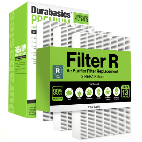Durabasics 3 Pack of HEPA Filters Compatible with Honeywell Air Purifier Replacement Filters, Replacement for Honeywell Filter R, HEPA Filter R, HPA300, HPA 300 & HRF-R3 Durabasics