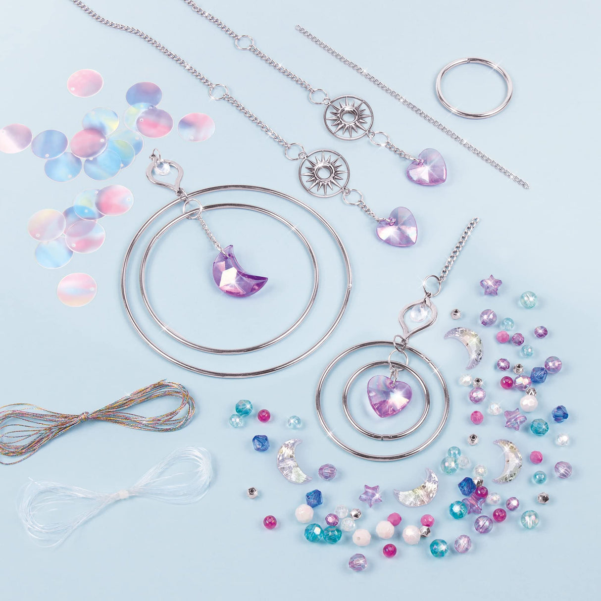 Make It Real: DIY Crystal Suncatcher - Silver, Purple & Soft Hues, Craft Your Own Beautiful Suncatcher, 139 Pieces Included, All-in-1 DIY Kit, Bedroom Décor, Tweens & Girls, Arts & Crafts, Ages 8+ Make It Real