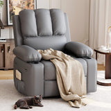 GarveeHome Recliner Chairs, Classic Manual Leather Recliner, Home Theater Seating with Lumbar & Arms Support for Living Room, Bedroom and Nursery - Gray GarveeHome
