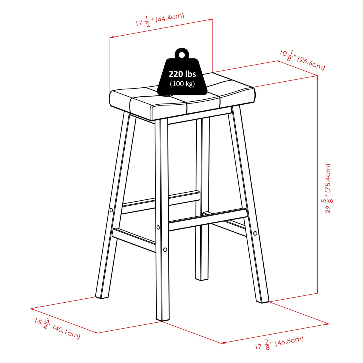 Winsome Mona Stool, 29", Antique Walnut Winsome