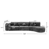 Christopher Knight Home Grelyn Modern Curved Modular Sectional Sofa, Wool Fabric Large Cloud Couch, 6-Seater L-Shaped Couch for Living Room, 3-Piece Lounge Sofa with Chaise, Fully Assembled, Dark Gray Christopher Knight Home