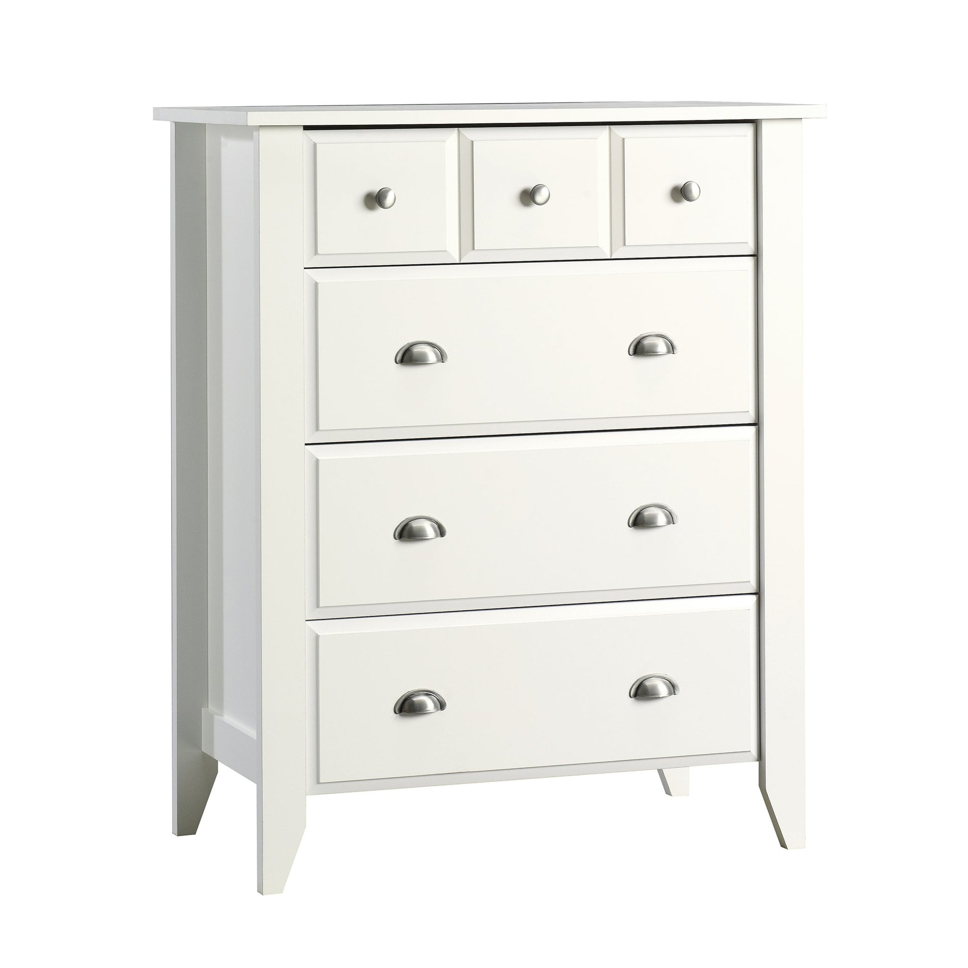 Sauder Shoal Creek 4-Drawer Dresser, L: 34.72" x W: 18.58" x H: 42.68", Soft White finish - WoodArtSupply