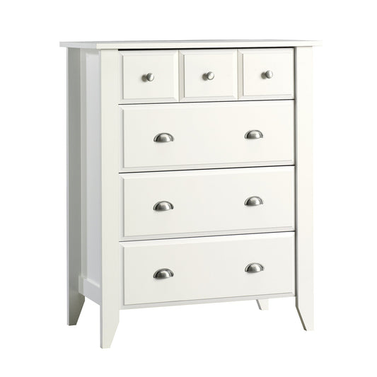 Sauder Shoal Creek 4-Drawer Dresser, L: 34.72" x W: 18.58" x H: 42.68", Soft White finish - WoodArtSupply