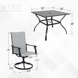 Anmutig 5 Piece Outdoor Patio Dining Set, 4 Swivel Rocking Patio Chairs & Square Dining Table Outdoor Furniture for Backyard Bistro Garden Poolside Brown Anmutig