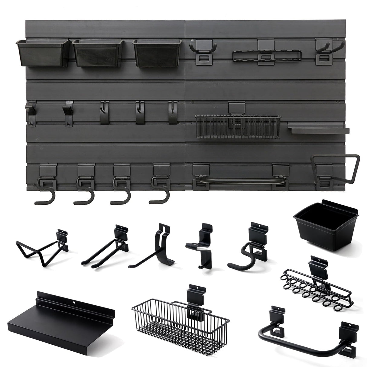 Wensilon Black Tool storage wall Broom Holder Mop Hanger Wall Mount Plastic nano-molecule Organization Garage Storage System Garden Kitchen Tool Organizer Wall Control 2ft 3.8 ft. Wensilon