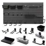 Wensilon Black Tool storage wall Broom Holder Mop Hanger Wall Mount Plastic nano-molecule Organization Garage Storage System Garden Kitchen Tool Organizer Wall Control 2ft 3.8 ft. Wensilon