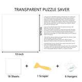 Puzzle Saver Sheets - 18 Peel & Stick, No Stress & No Mess, Clear Sticker Sheets with 6 Adhesive Hangers & 1 Scraper WISHDIAM